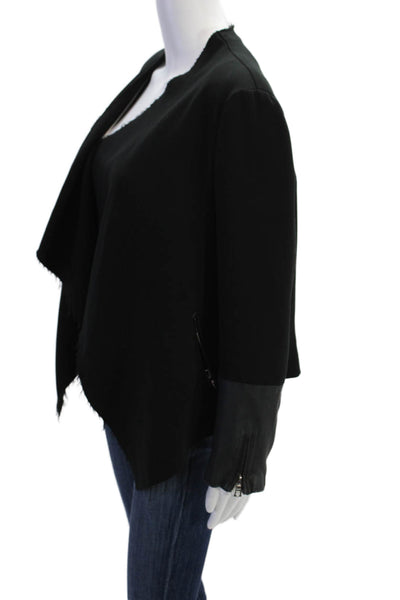 Generation Love Womens Cropped Raw Hem Jacket Black Size Large