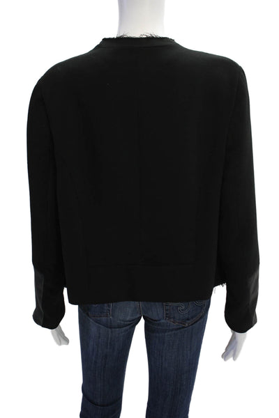 Generation Love Womens Cropped Raw Hem Jacket Black Size Large