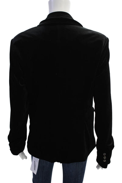Blank NYC Womens Velour Single Button Blazer Jacket Black Size Large