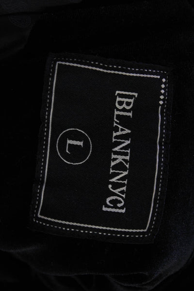 Blank NYC Womens Velour Single Button Blazer Jacket Black Size Large