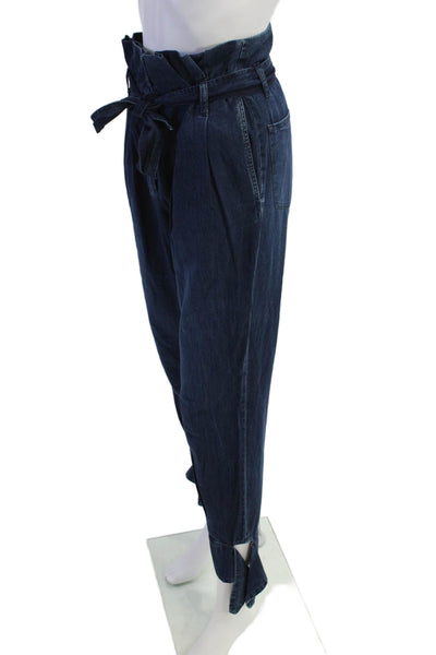 Band Of Outsiders Womens Cotton High-Rise Tied Denim Pants Blue Size 0