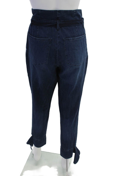 Band Of Outsiders Womens Cotton High-Rise Tied Denim Pants Blue Size 0