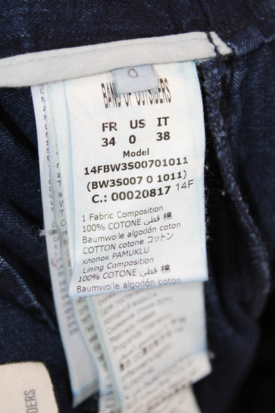 Band Of Outsiders Womens Cotton High-Rise Tied Denim Pants Blue Size 0
