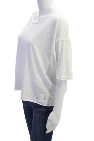 FP Movement Women Basic Jersey Tee White Cotton Short Sleeve Crew Neck Size L