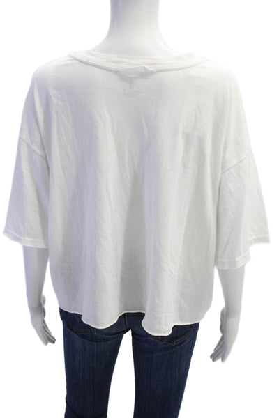 FP Movement Women Basic Jersey Tee White Cotton Short Sleeve Crew Neck Size L