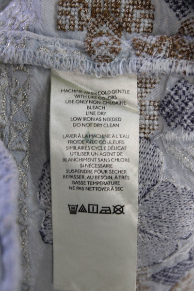Free People Women Floral Kaftan Shift Dress Sleeveless Light Blue Short Size M