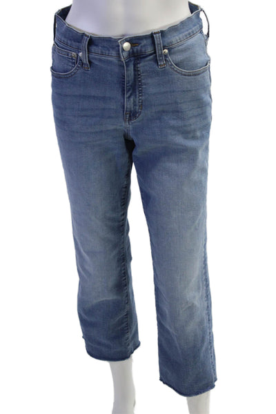 J Crew Women Cropped Straight High-Rise Blue Jeans Size 27