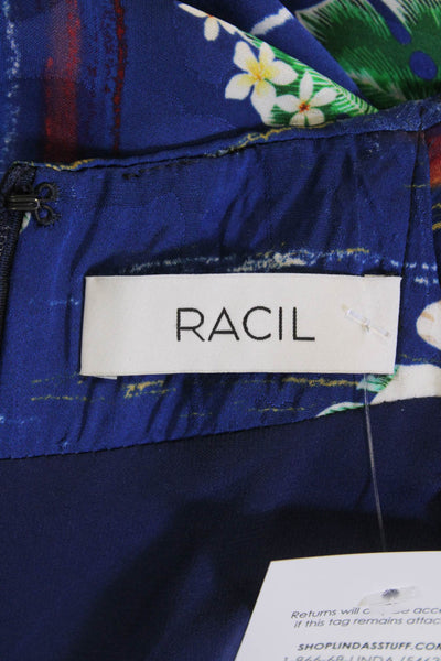 Racil Women Maxi Slip Dress Dark Blue Floral V-Neck Tie Sleeveless Size S