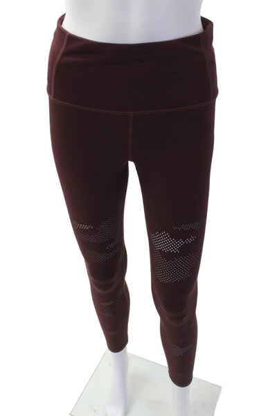 Athleta Women's High Waist Full Length Mesh Ankle Legging Burgundy Size XS