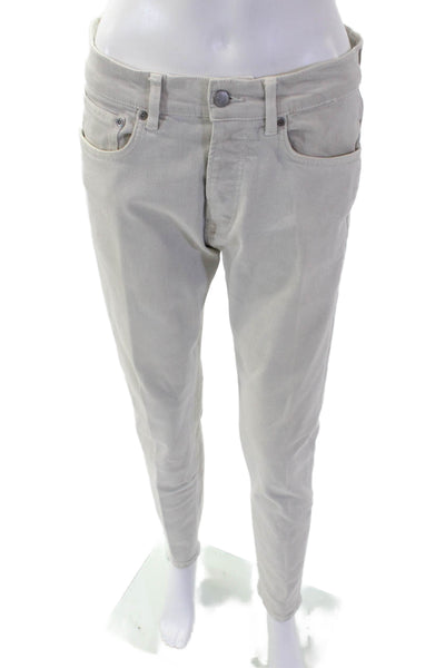 Zara Women Ankle Chino Pants Gray Button Solid Size 31