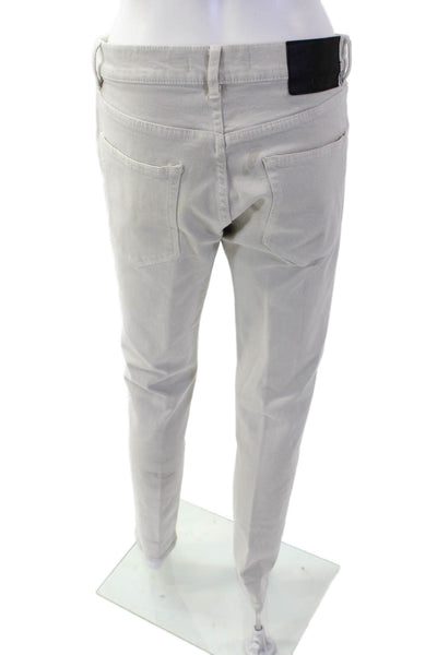 Zara Women Ankle Chino Pants Gray Button Solid Size 31