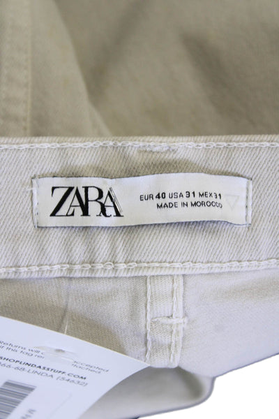 Zara Women Ankle Chino Pants Gray Button Solid Size 31