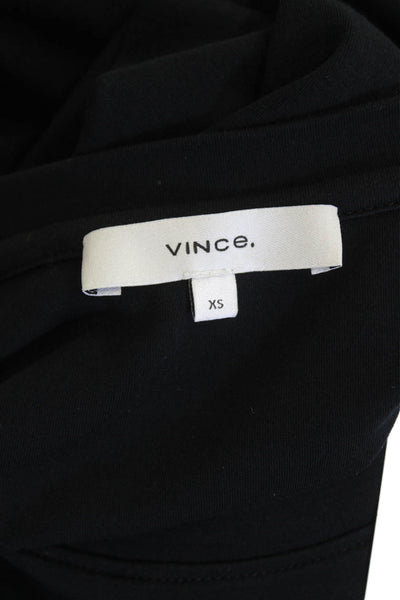 Vince Women Basic Jersey T-Shirt Black Crewneck 3/4 Sleeve Pima Cotton Size XS