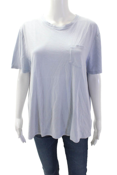 Vince Women Basic Light Blue Crew Neck Short Sleeve Pima Cotton T-Shirt Size M