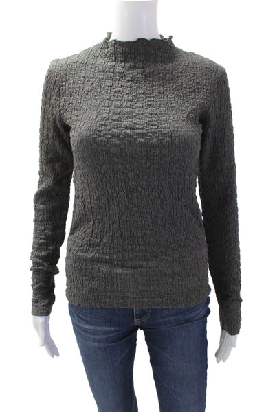 Zara Women Mock Neck Long Sleeve Top Dark Gray Size S