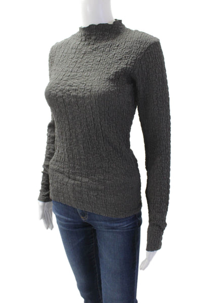 Zara Women Mock Neck Long Sleeve Top Dark Gray Size S