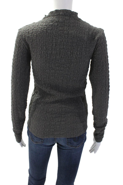 Zara Women Mock Neck Long Sleeve Top Dark Gray Size S