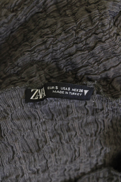 Zara Women Mock Neck Long Sleeve Top Dark Gray Size S