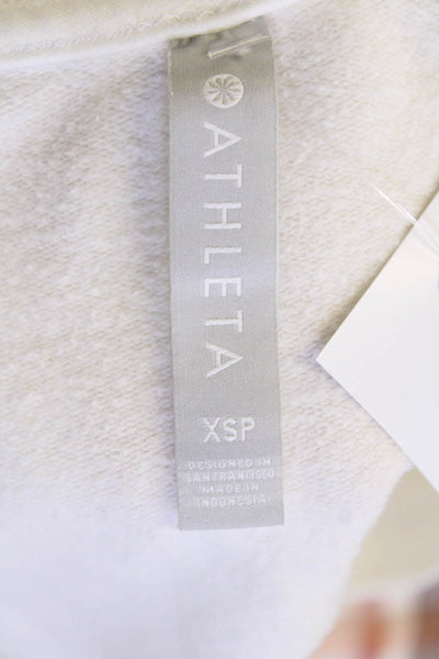 Athleta Women Cropped V-Neck Long Sleeve T-Shirt White Petite Size XS