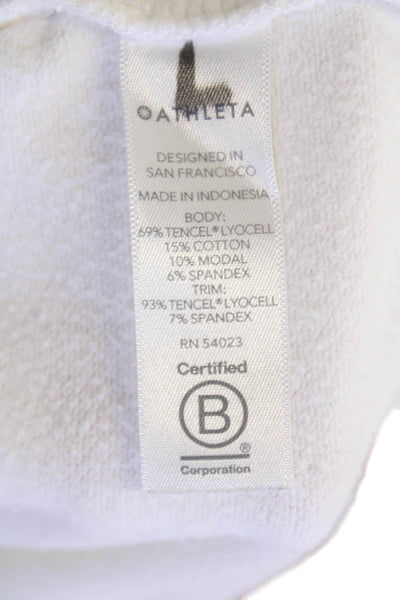 Athleta Women Cropped V-Neck Long Sleeve T-Shirt White Petite Size XS