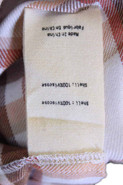 L'Agence Women Beige Collared Button-Up Blouse 3/4 Sleeve Viscose Size XS