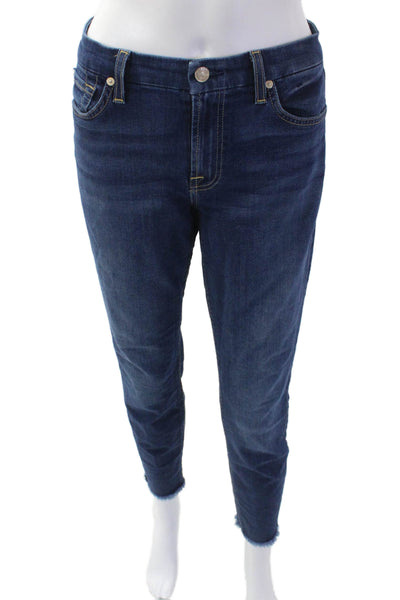 7 For All Mankind, Women, Ankle Skinny Jeans Dark Blue High Rise Size 30