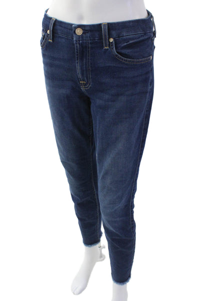 7 For All Mankind, Women, Ankle Skinny Jeans Dark Blue High Rise Size 30