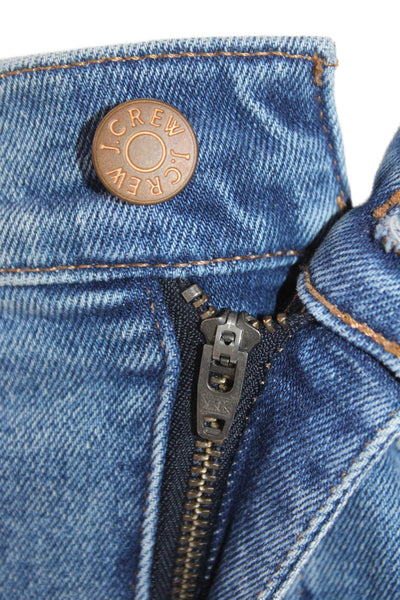 J Crew Womens Cropped Straight Jeans Blue High Rise Button Size 27