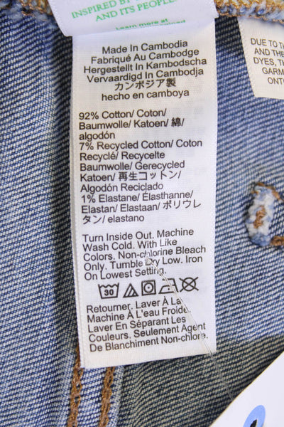 J Crew Womens Cropped Straight Jeans Blue High Rise Button Size 27