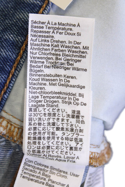 J Crew Womens Cropped Straight Jeans Blue High Rise Button Size 27
