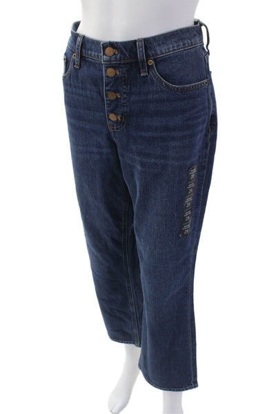 J Crew Women Dark Blue Cropped Flared High-Rise Jeans Size 29