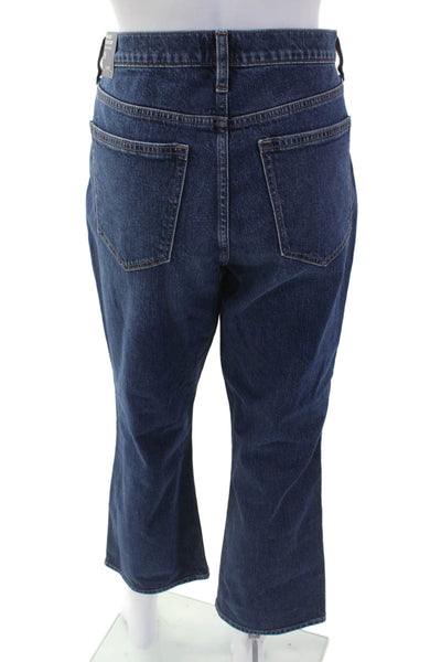 J Crew Women Dark Blue Cropped Flared High-Rise Jeans Size 29