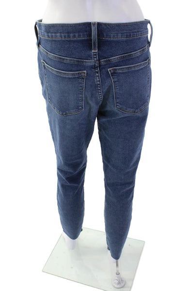 J Crew Women Skinny Ankle Jeans Dark Blue High Rise Button Fly Size 29