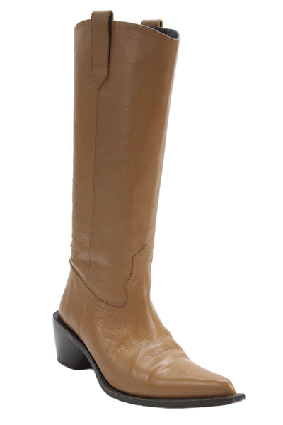 Simon Miller Womens Leather Pointed Toe Knee High Cowboy Boots Brown Size 38 8
