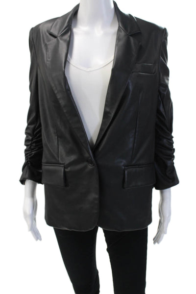 Generation Love Womens Black Biker Blazer Collared Button Long Sleeve Size S
