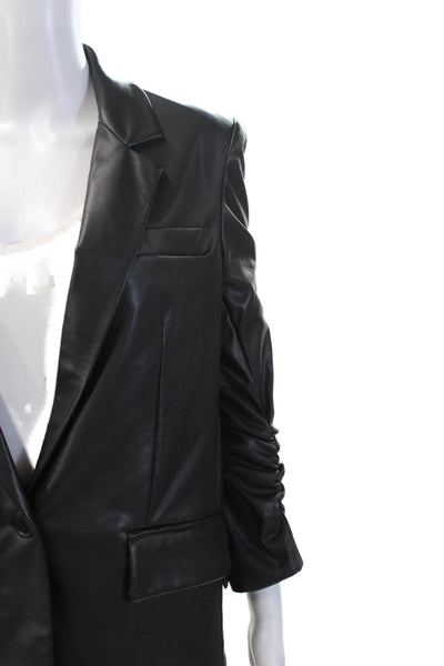 Generation Love Womens Black Biker Blazer Collared Button Long Sleeve Size S