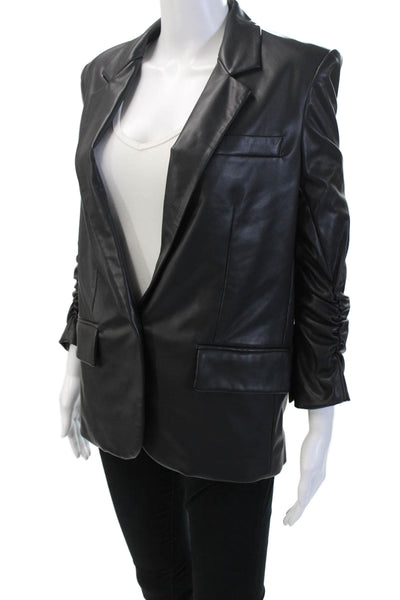Generation Love Womens Black Biker Blazer Collared Button Long Sleeve Size S