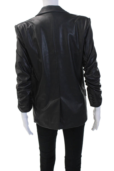 Generation Love Womens Black Biker Blazer Collared Button Long Sleeve Size S