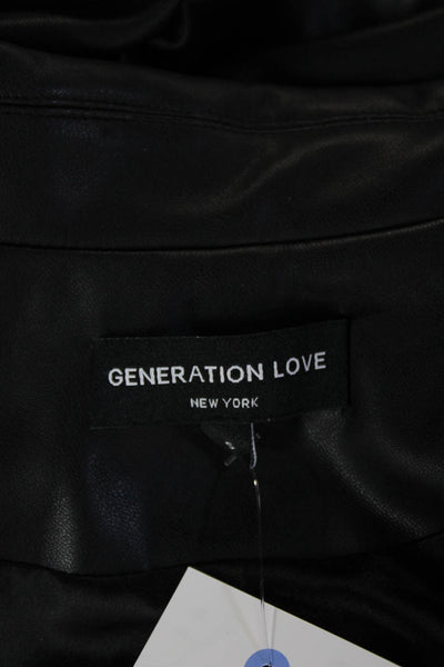 Generation Love Womens Black Biker Blazer Collared Button Long Sleeve Size S