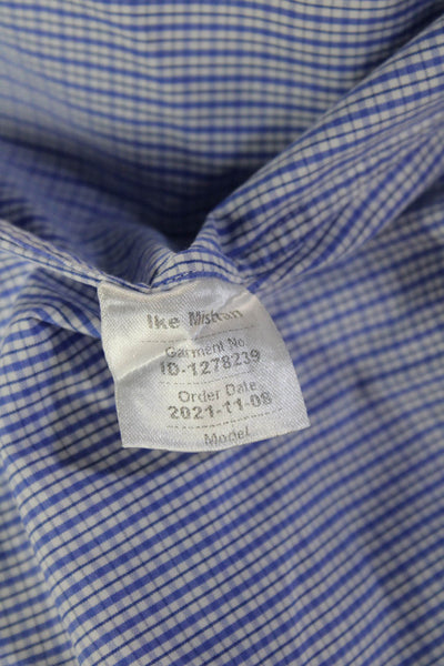 Sartoria Ambrosiana Mens Plaid Print Collared Button-Down Shirt Blue Size M