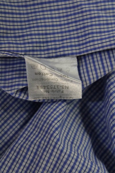 Sartoria Ambrosiana Mens Plaid Print Collared Button-Down Shirt Blue Size M