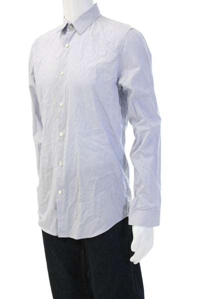 Theory Mens Geometric Long Sleeve Button-Down Shirt Blue Size M