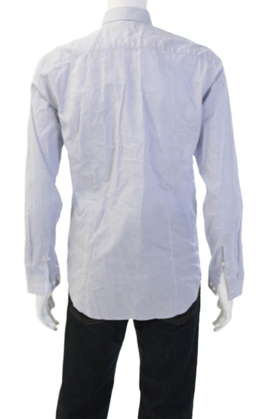 Theory Mens Geometric Long Sleeve Button-Down Shirt Blue Size M