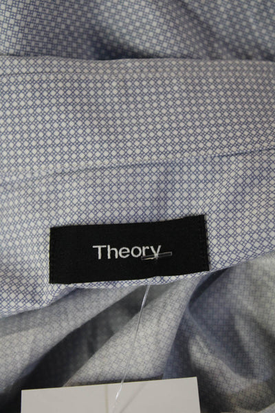 Theory Mens Geometric Long Sleeve Button-Down Shirt Blue Size M