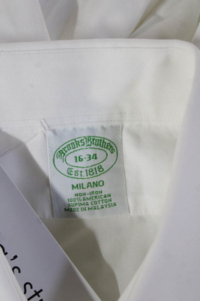 Brooks Brothers Mens Classic Collared Button-Down Shirt White Size 34