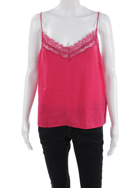 Banana Republic Women Camisole V-Neck Pink Solid 100% Polyester Size M