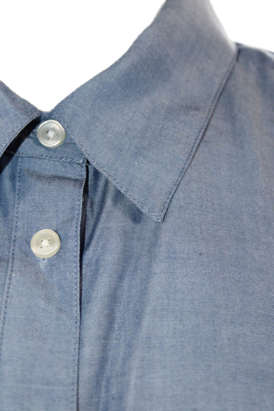 Ann Taylor Unisex Blue Point Collar Button-Up Long Sleeve Top Size M