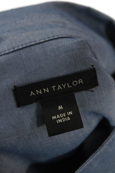 Ann Taylor Unisex Blue Point Collar Button-Up Long Sleeve Top Size M