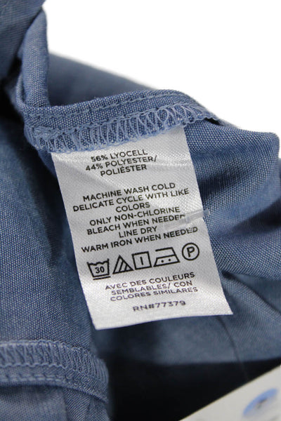 Ann Taylor Unisex Blue Point Collar Button-Up Long Sleeve Top Size M