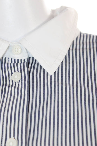 J Crew Womens Striped Cotton Collared Button-Up Top Long Sleeve Size 8